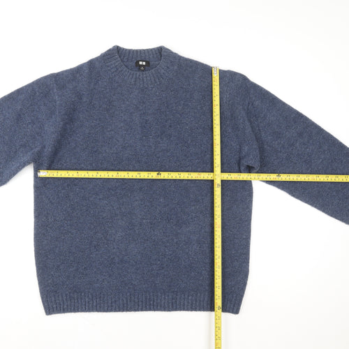 Uniqlo Women Blue Wool Blend Crew Neck Pullover Jumper M