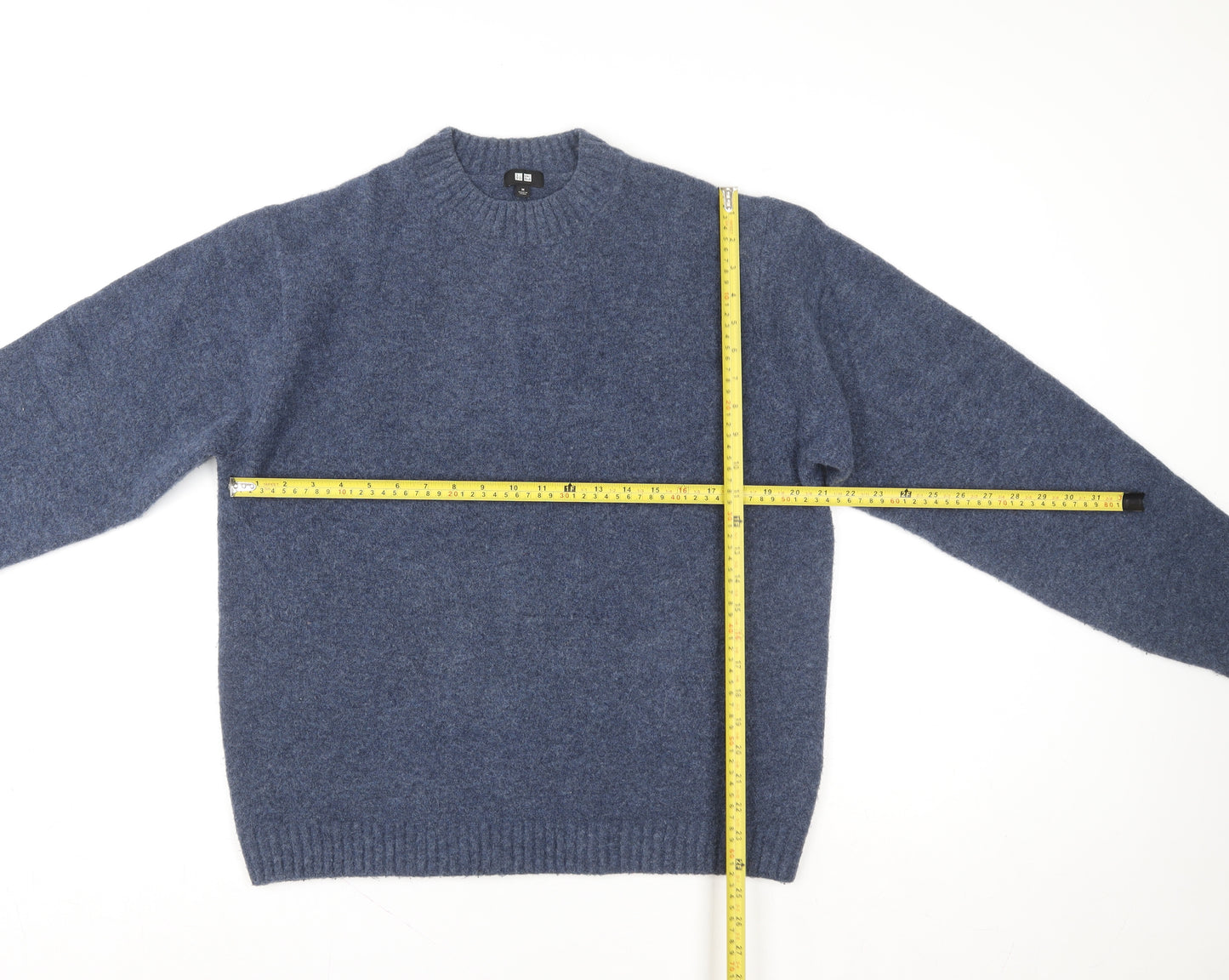 Uniqlo Women Blue Wool Blend Crew Neck Pullover Jumper M