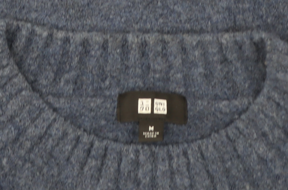 Uniqlo Women Blue Wool Blend Crew Neck Pullover Jumper M