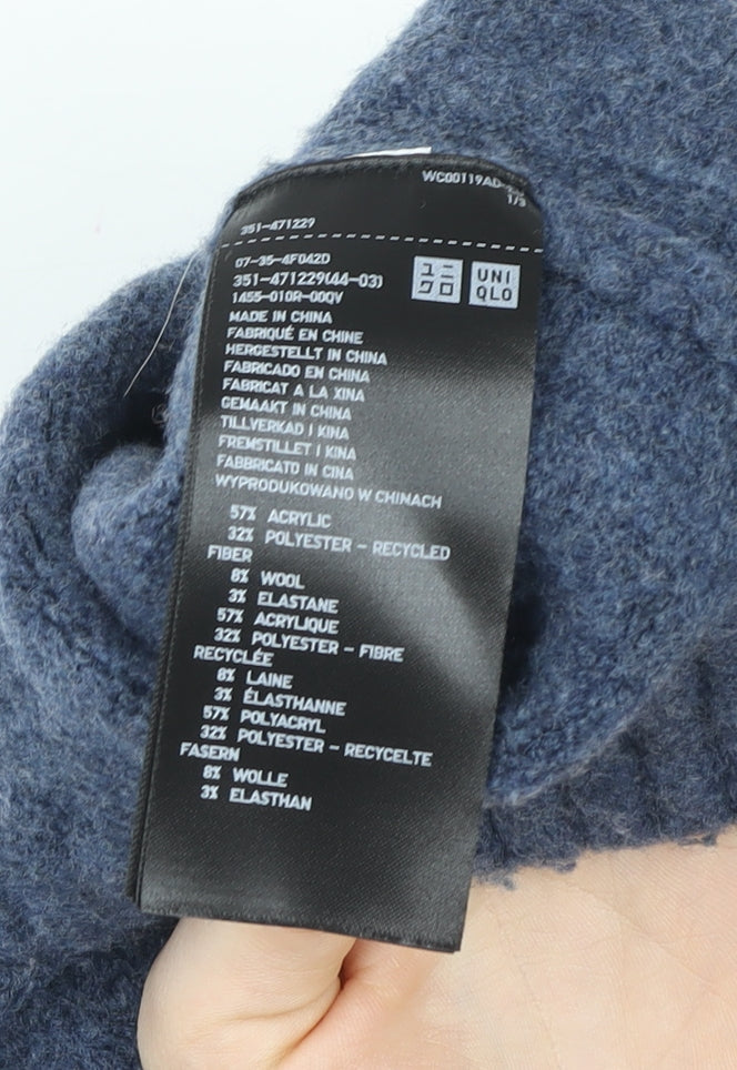 Uniqlo Women Blue Wool Blend Crew Neck Pullover Jumper M