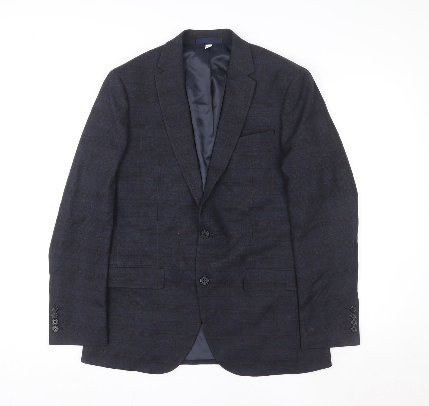 Marks and Spencer Men’s Blue Check L Blazer 40in Short Length Formal Jacket