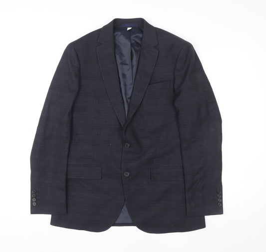 Marks and Spencer Men’s Blue Check L Blazer 40in Short Length Formal Jacket