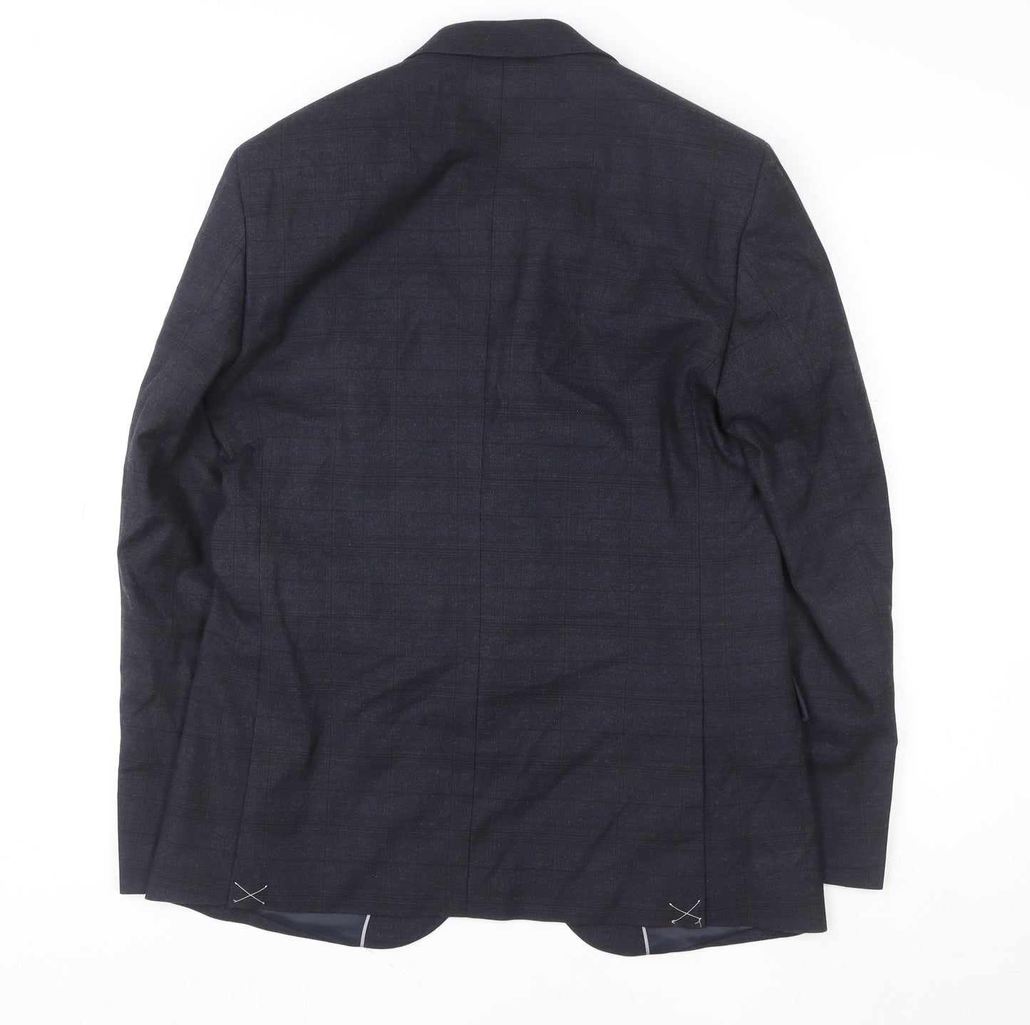 Marks and Spencer Men’s Blue Check L Blazer 40in Short Length Formal Jacket