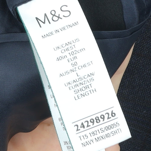 Marks and Spencer Men’s Blue Check L Blazer 40in Short Length Formal Jacket