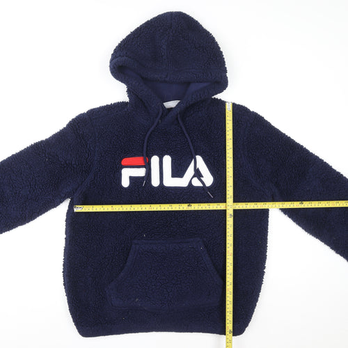 FILA Womens Navy Blue Hooded Pullover Fleece Sweatshirt Size L