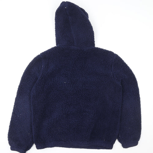 FILA Womens Navy Blue Hooded Pullover Fleece Sweatshirt Size L
