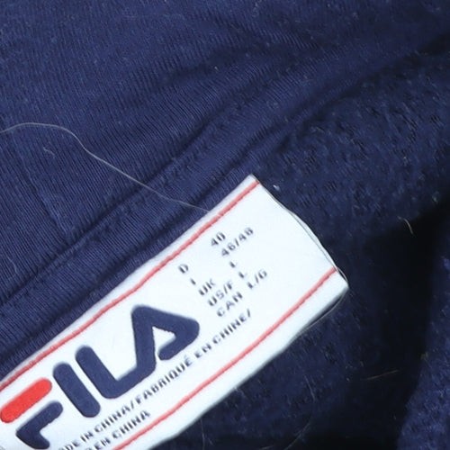 FILA Womens Navy Blue Hooded Pullover Fleece Sweatshirt Size L
