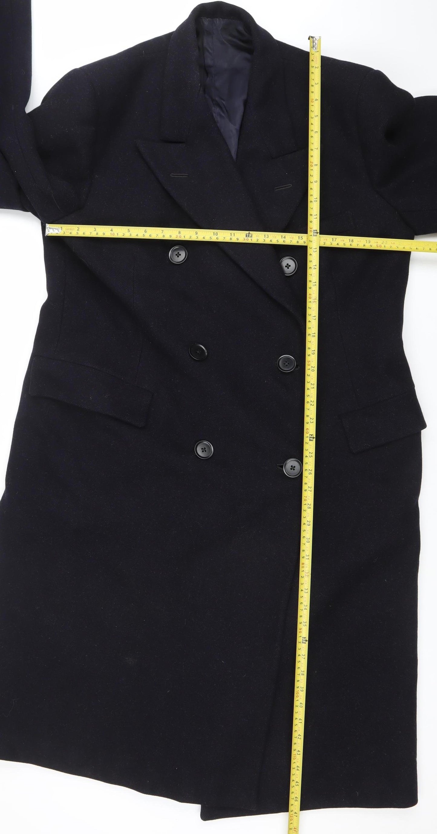 Walter Payne Men's Black Wool Overcoat 36 Classic Formal Long