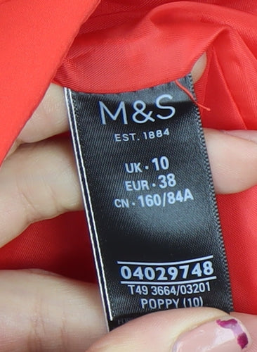 Marks and Spencer Women Red Puffer Jacket Size 10 Polyester