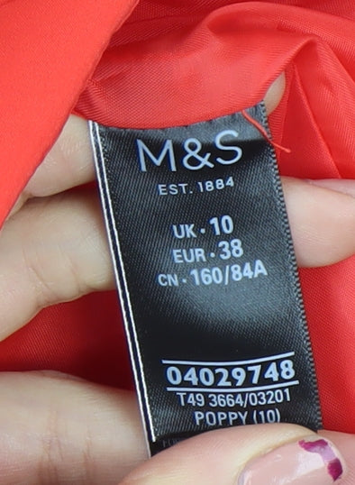 Marks and Spencer Women Red Puffer Jacket Size 10 Polyester