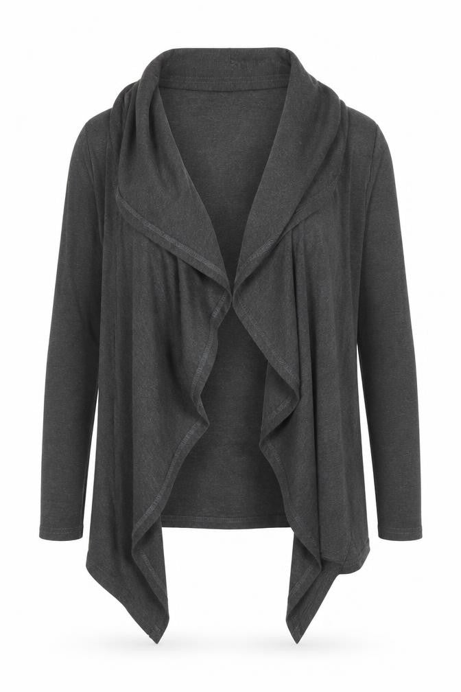 Front view of Red Berry Women’s Grey Open Front Long Sleeve Cardigan, size S