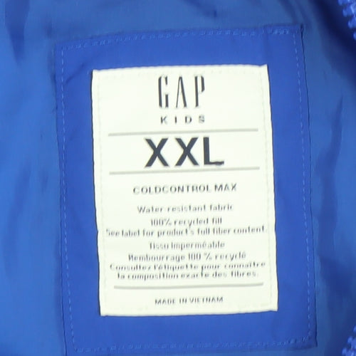 GAP Kids Boys Blue Hooded Puffer Jacket XXL Winter Water Resistant