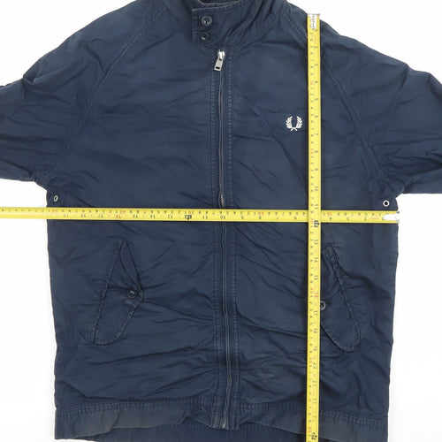 Fred Perry Men's Blue Cotton Bomber Jacket M Classic Zip Style