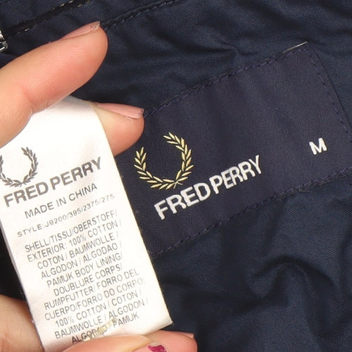 Fred Perry Men's Blue Cotton Bomber Jacket M Classic Zip Style