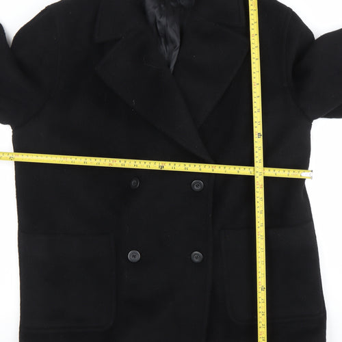 Alexon Women's Black Wool Alpaca Mohair Pea Coat Size 14 Classic Style