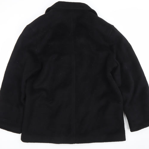 Alexon Women's Black Wool Alpaca Mohair Pea Coat Size 14 Classic Style