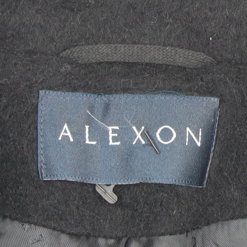 Alexon Women's Black Wool Alpaca Mohair Pea Coat Size 14 Classic Style