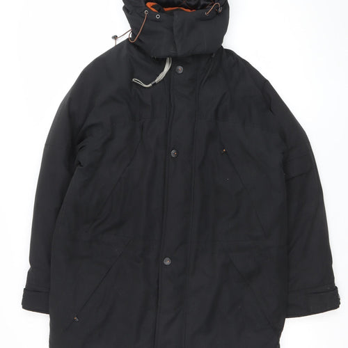 BUSH Men's Black Hooded Parka Jacket Size 38 Regular Winter Coat