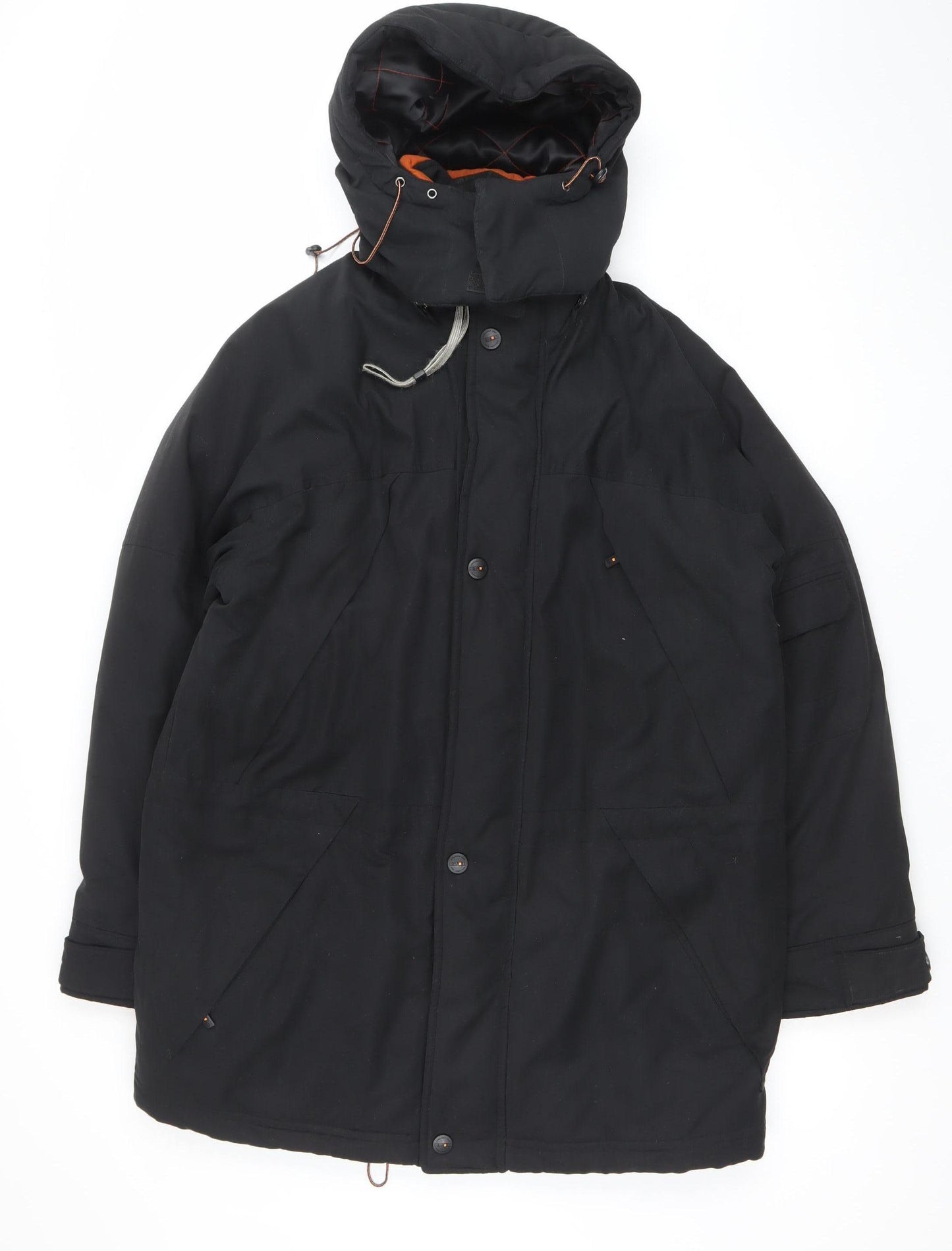 BUSH Men's Black Hooded Parka Jacket Size 38 Regular Winter Coat