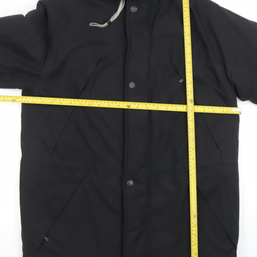 BUSH Men's Black Hooded Parka Jacket Size 38 Regular Winter Coat