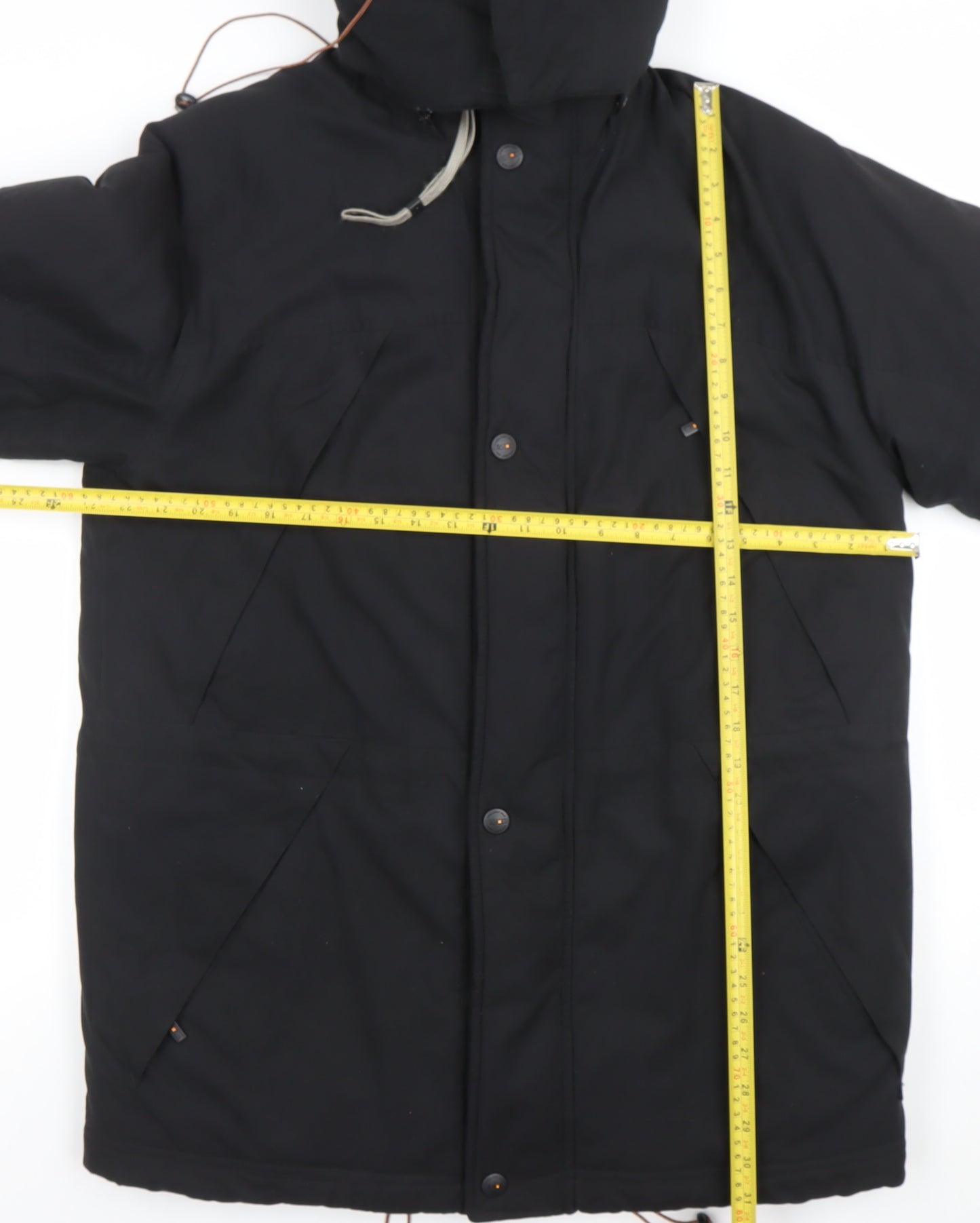 BUSH Men's Black Hooded Parka Jacket Size 38 Regular Winter Coat