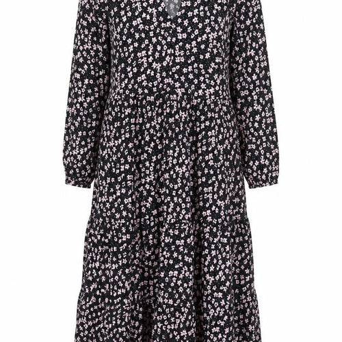 Dunnes Women’s Black Floral A-Line Ruched Knee Length Dress XS