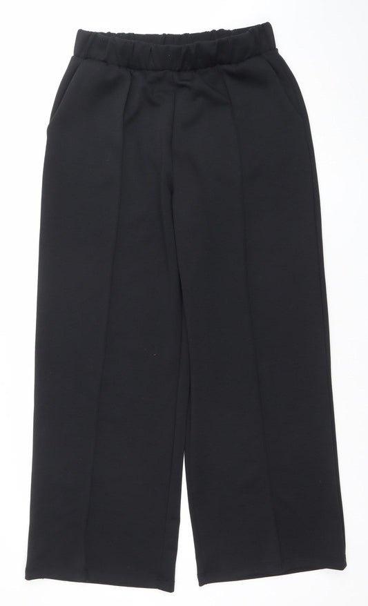 Dunnes Women’s Black Cropped Wide-Leg Stretch Trousers Size M