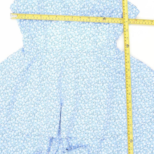 SHEIN Women Blue Floral Sleeveless Playsuit Size S 100% Polyester