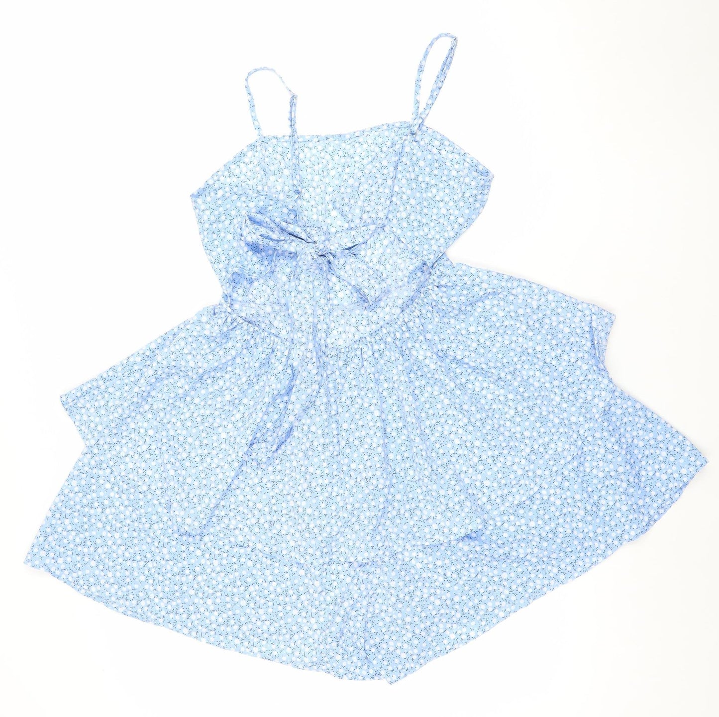 SHEIN Women Blue Floral Sleeveless Playsuit Size S 100% Polyester