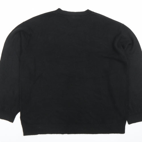 Next Mens Black Acrylic Crew Neck Jumper Size L Regular Fit