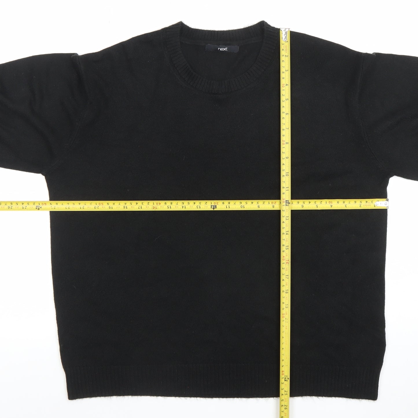 Next Mens Black Acrylic Crew Neck Jumper Size L Regular Fit