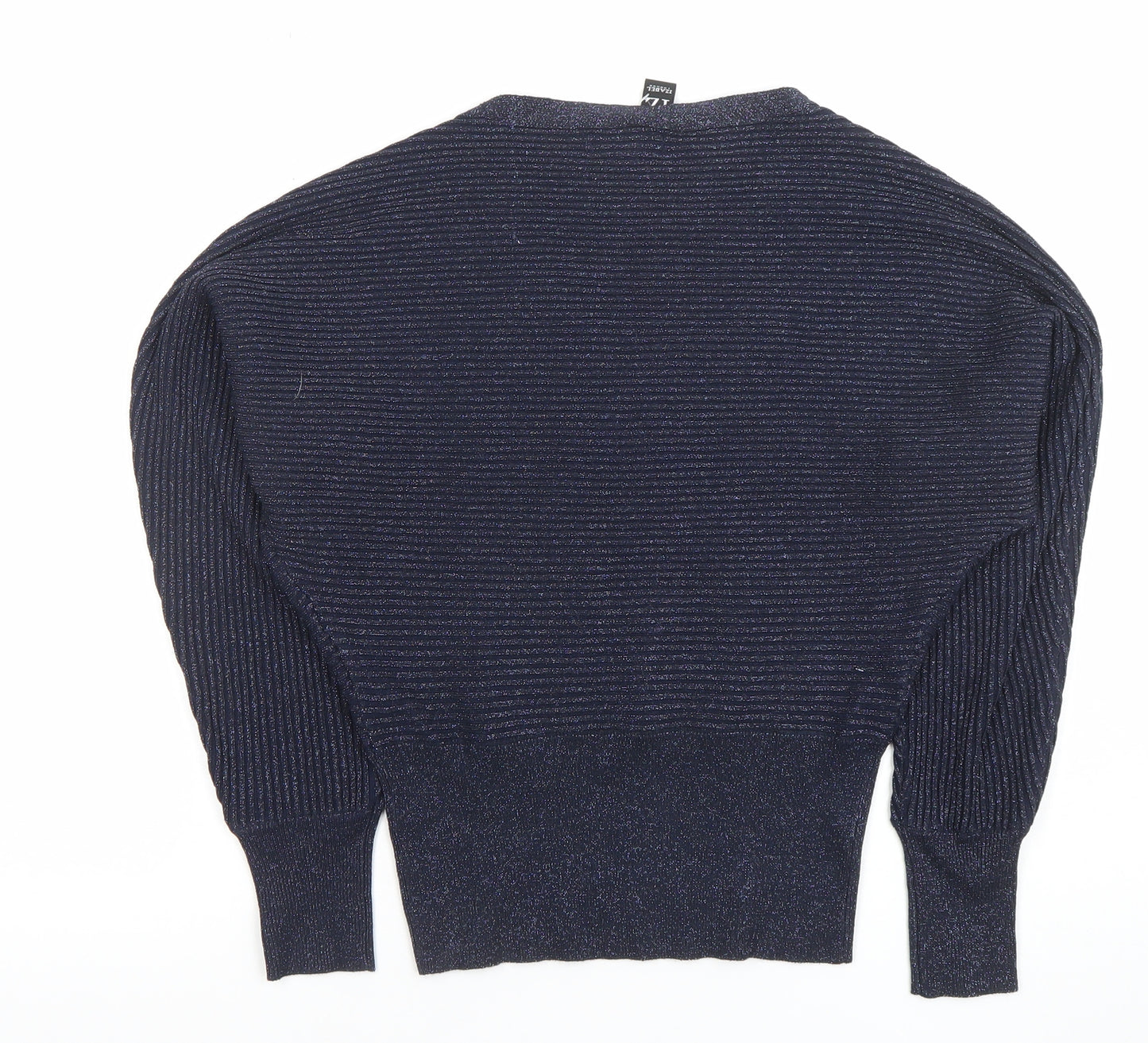 I Label London Women’s Blue V-Neck Dolman Sleeve Glitter Jumper Size 8