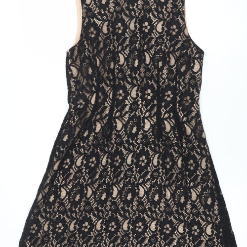 Oasis Women Black Lace Sleeveless Sheath Knee Length Dress Size 10