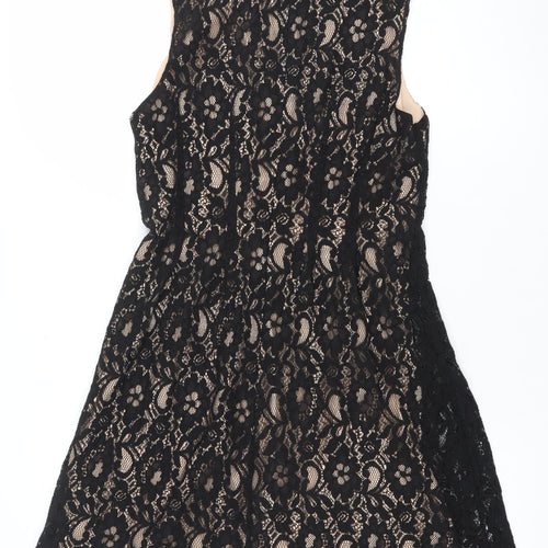 Oasis Women Black Lace Sleeveless Sheath Knee Length Dress Size 10