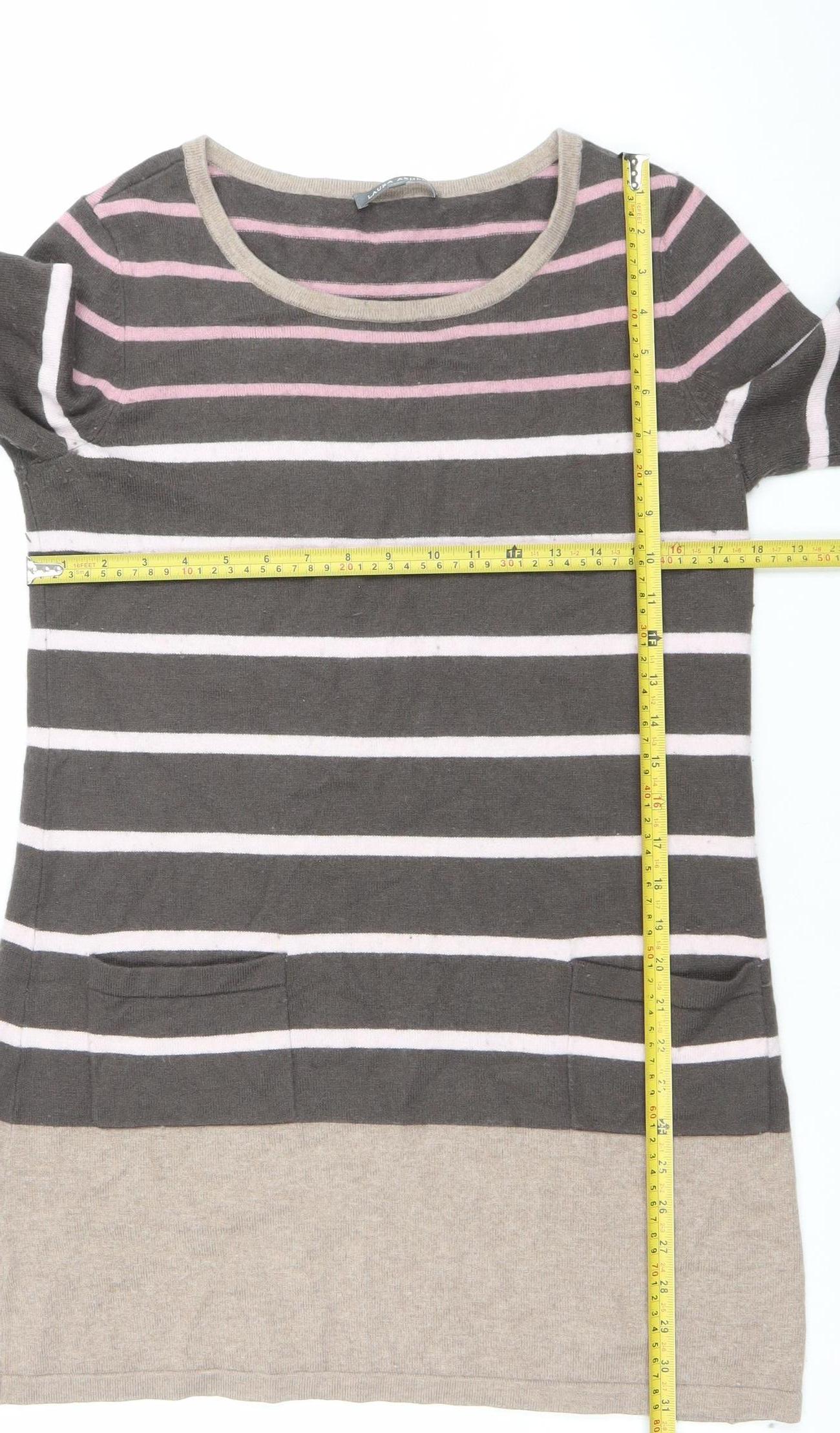Laura Ashley Womens Multicoloured Striped Crew Neck Long Sleeve Jumper Size 10