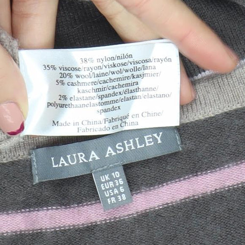 Laura Ashley Womens Multicoloured Striped Crew Neck Long Sleeve Jumper Size 10