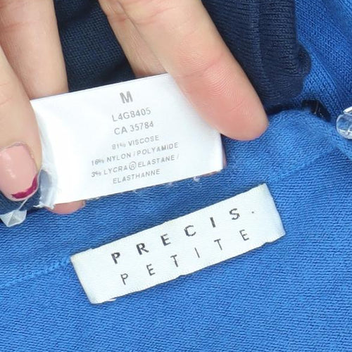 Precis Petite Blue Beaded Scoop Neck Short Sleeve Petite T-Shirt M