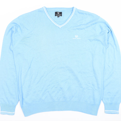 Palm Grove Men's Blue XL V-Neck Cotton Acrylic Golf Jumper