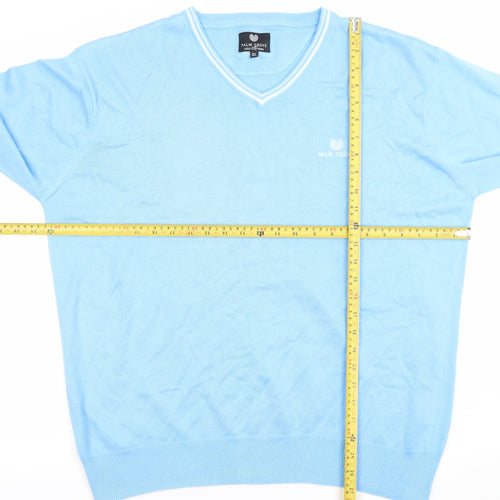 Palm Grove Men's Blue XL V-Neck Cotton Acrylic Golf Jumper