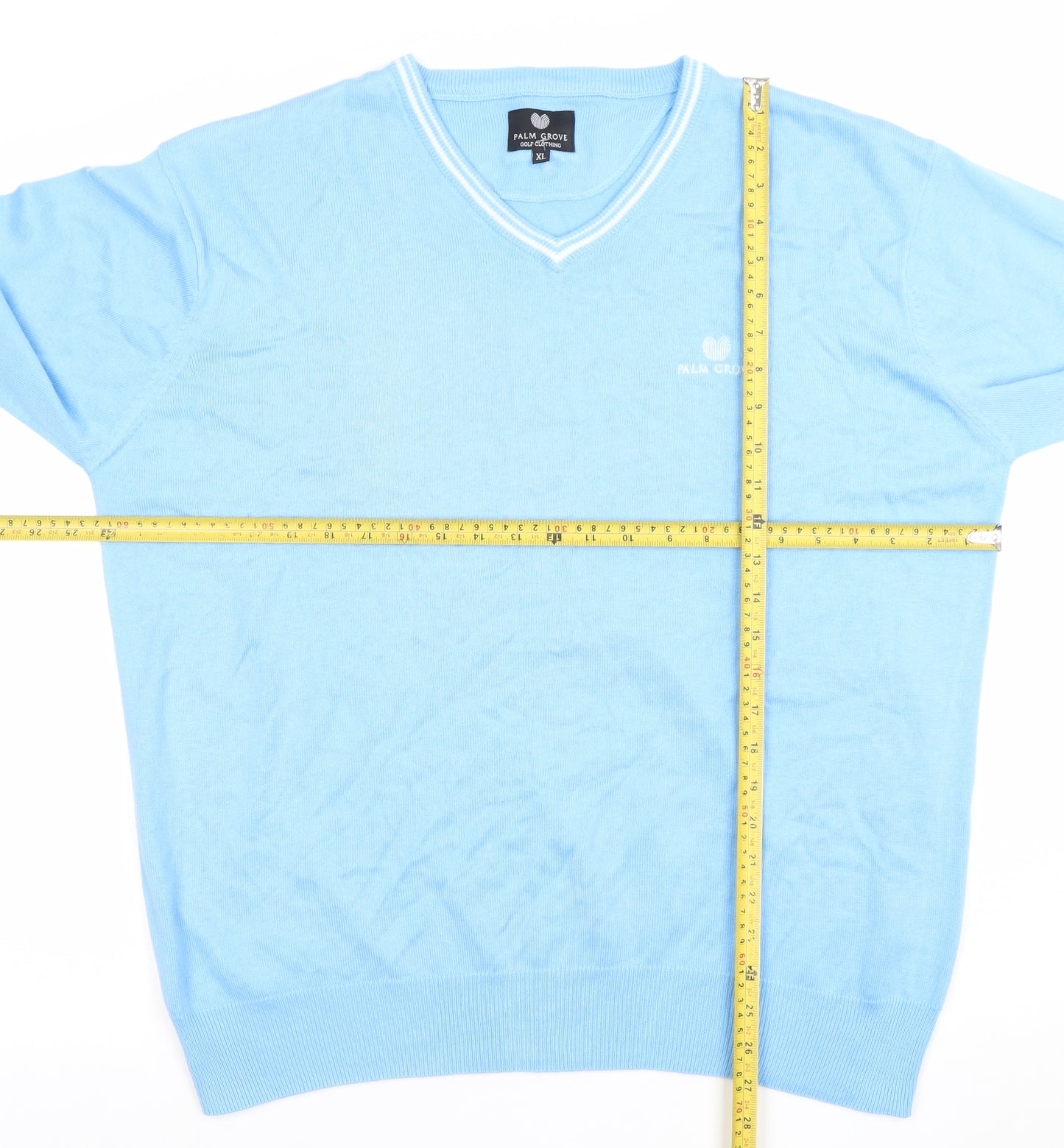 Palm Grove Men's Blue XL V-Neck Cotton Acrylic Golf Jumper