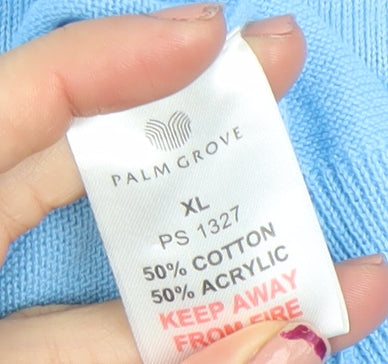 Palm Grove Men's Blue XL V-Neck Cotton Acrylic Golf Jumper