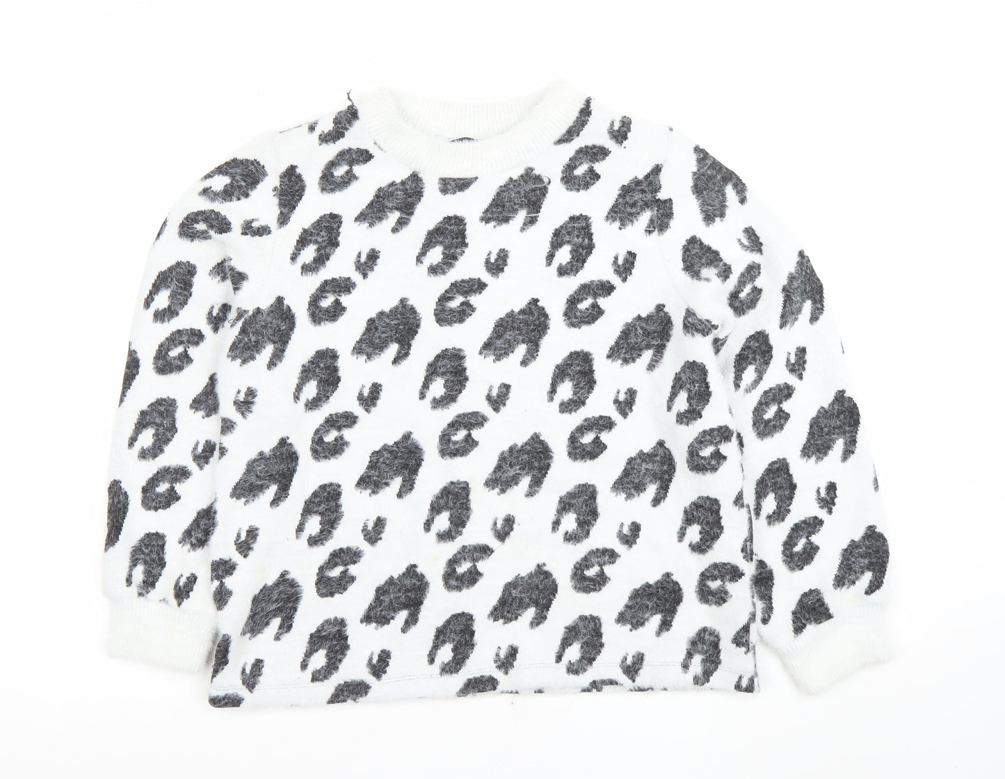 Marks and Spencer Womens White Leopard Print Jumper Size 14