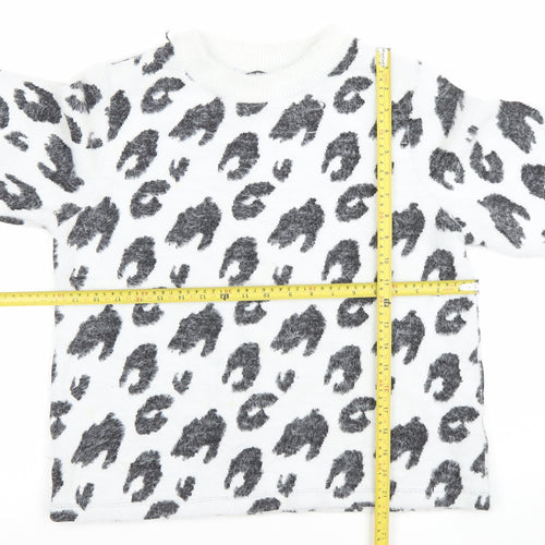 Marks and Spencer Womens White Leopard Print Jumper Size 14