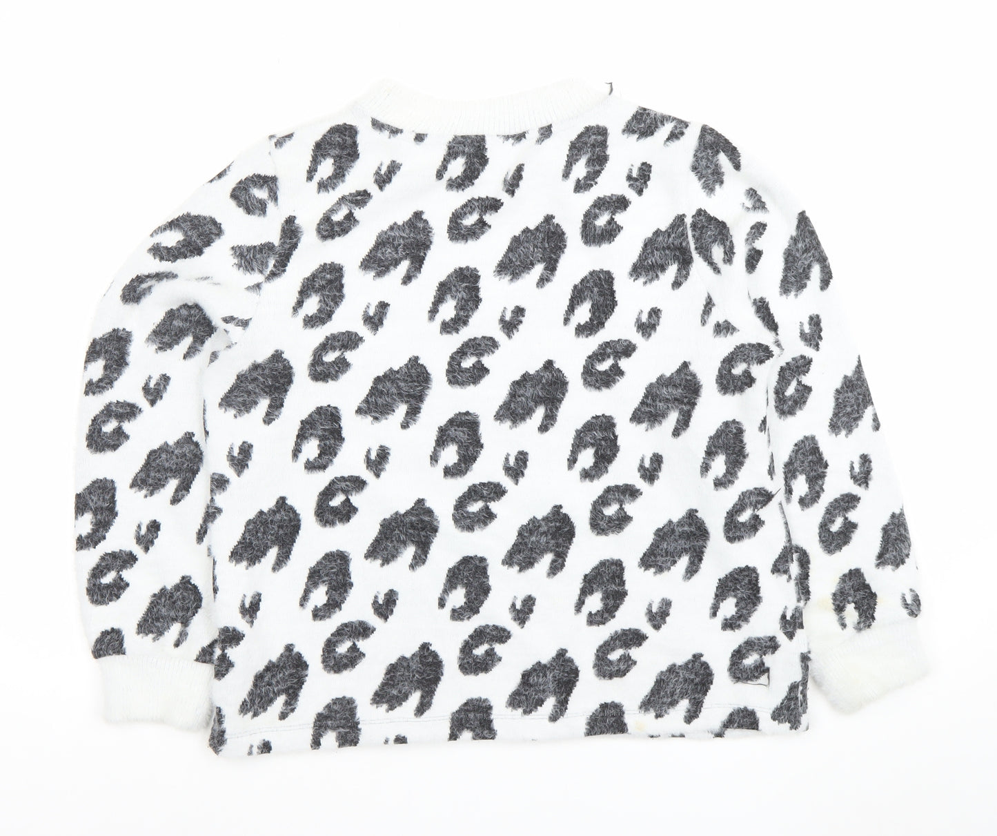 Marks and Spencer Womens White Leopard Print Jumper Size 14