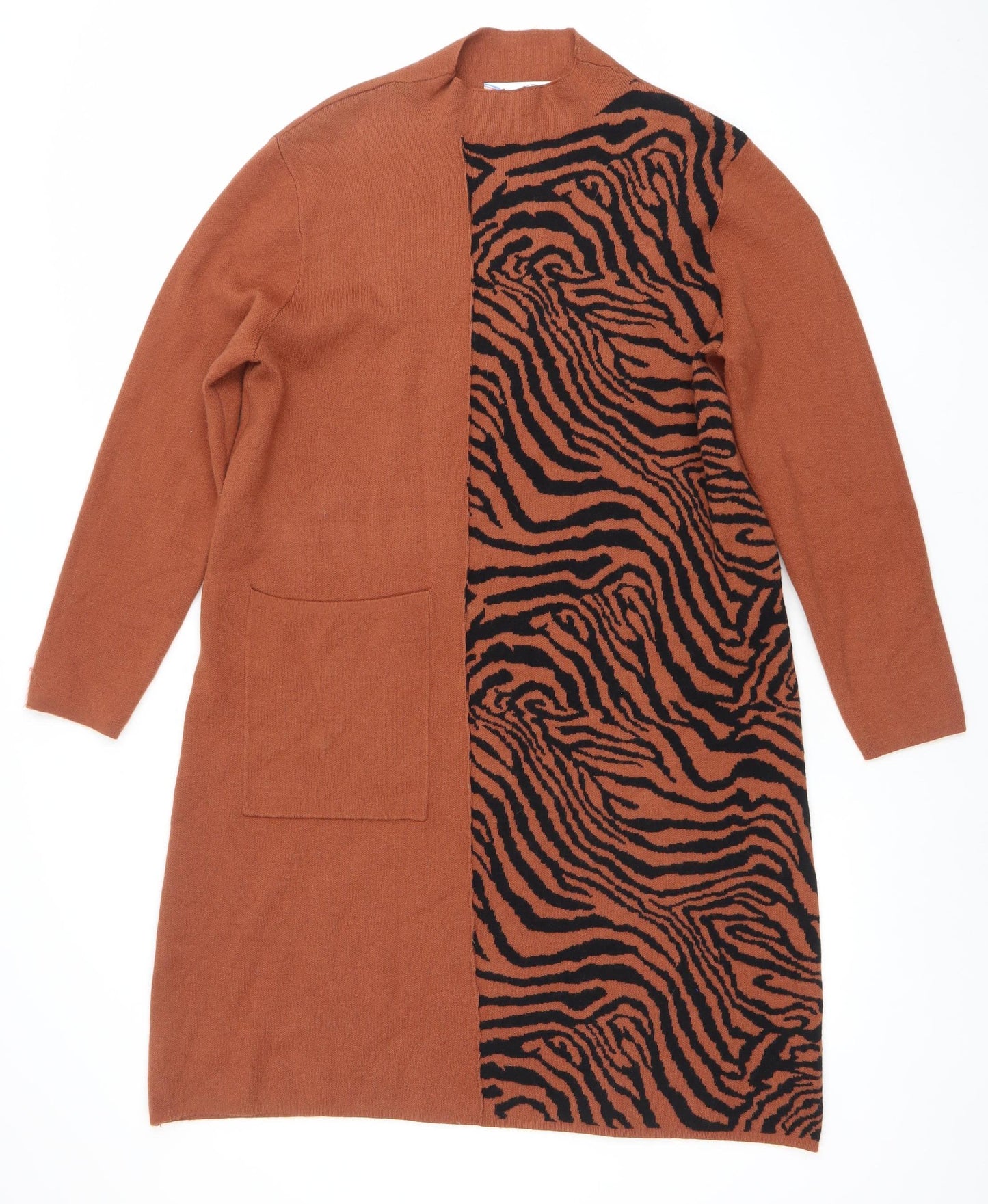 Meryl Paris Women’s Brown Animal Print Knit Midi Sweater Dress S