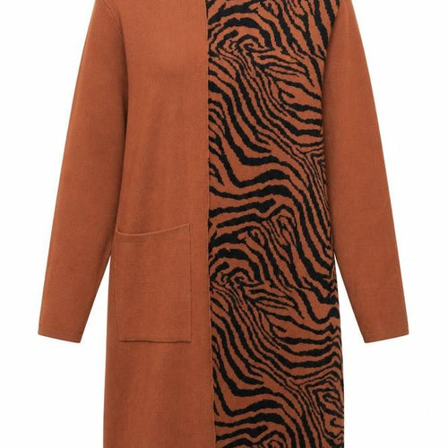 Meryl Paris Women’s Brown Animal Print Knit Midi Sweater Dress S