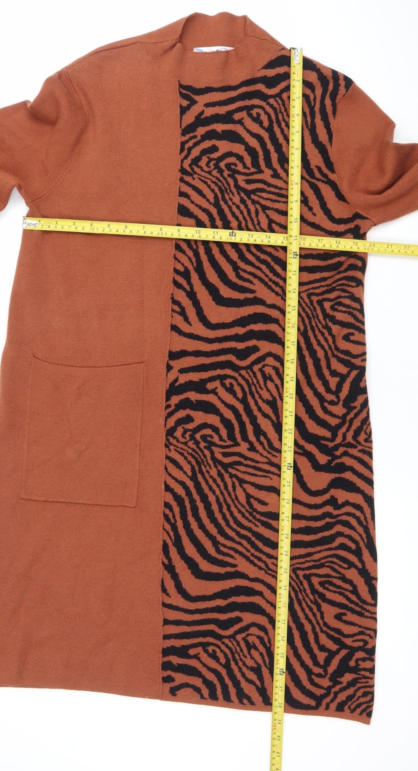 Meryl Paris Women’s Brown Animal Print Knit Midi Sweater Dress S