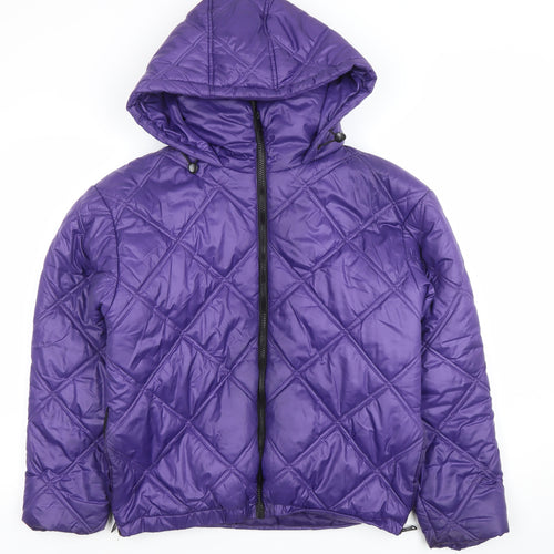 Kenneth Cole Women's Purple Quilted Hooded Puffer Jacket Size M
