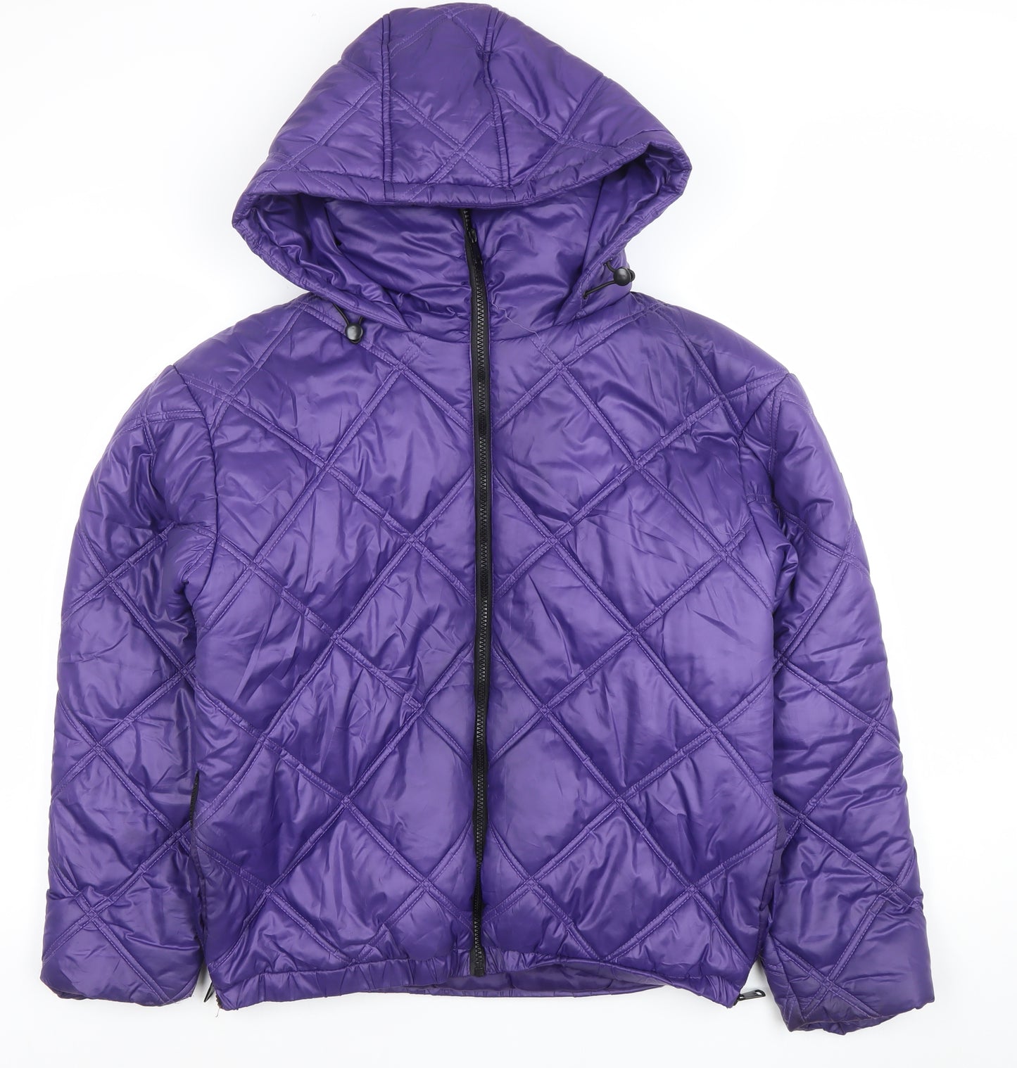 Kenneth Cole Women's Purple Quilted Hooded Puffer Jacket Size M
