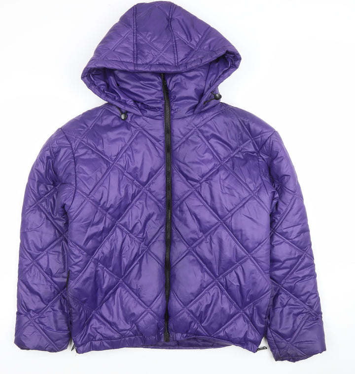 Kenneth Cole Women's Purple Quilted Hooded Puffer Jacket Size M